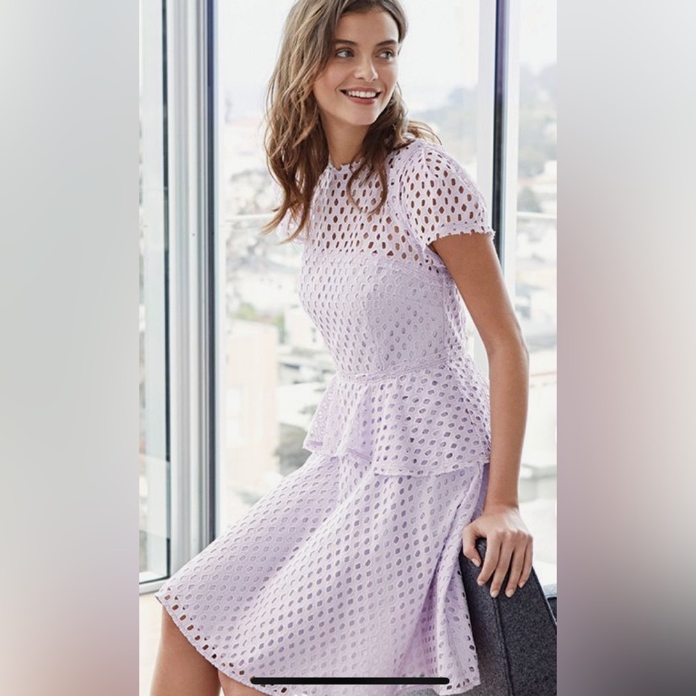 Banana Republic Geo Lace Peplum Dress | Size 0 | Lavender